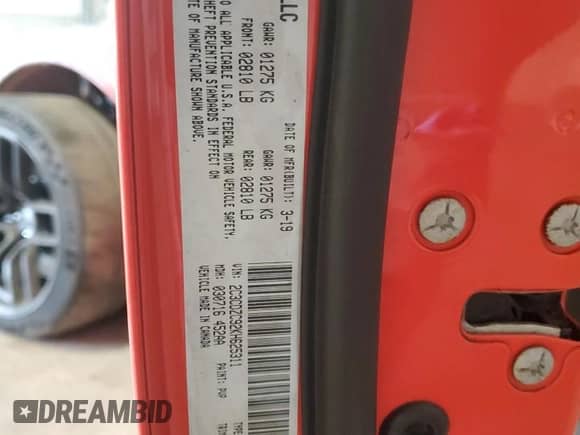 2019 Dodge Challenger SRT Hellcat with VIN 2C3CDZC92KH625311, listed as a Copart auction lot 84184805 with Not provided miles and Salvage title. Bid and sale history available at DreamBid. Image 13.