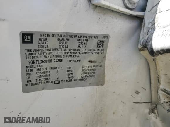 2017 Chevrolet Equinox Premier z VIN 2GNFLGE38H6124380, wystawiony jako Copart lot #65696665 z przebiegiem 90 482 mil mil oraz Czysty tytuł • Clean title. Historia ofert i sprzedaży dostępna na DreamBid. Obrazek 12.