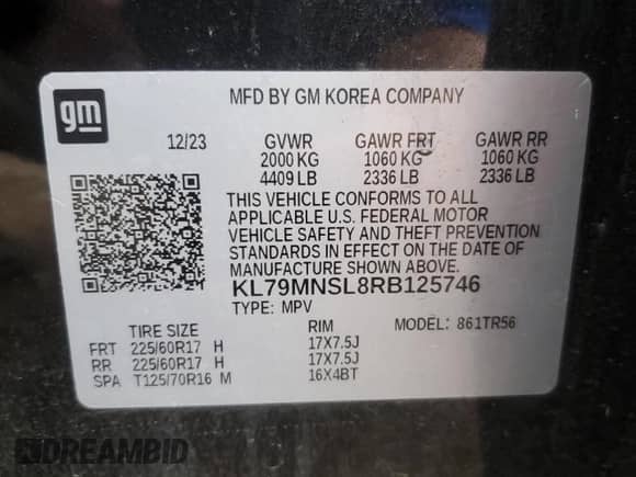 2024 Chevrolet TrailBlazer LS с VIN KL79MNSL8RB125746, выставлен на аукционе Copart как лот 66291855 с пробегом 16 667 миль миль и Списание • Salvage title. История ставок и продаж доступна на DreamBid. Изображение 13.