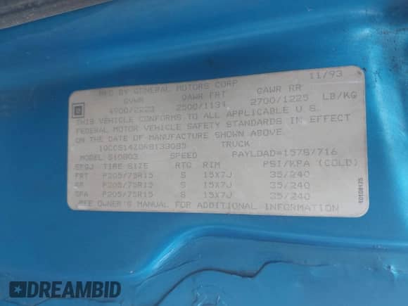 1994 Chevrolet S-10 с VIN 1GCCS14Z0R8133085, выставлен на аукционе IAAI как лот 42463136 с пробегом 49 648 миль миль и . История ставок и продаж доступна на DreamBid. Изображение 9.