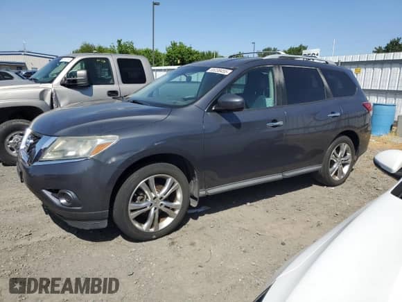 2013 Nissan Pathfinder SV with VIN 5N1AR2MN6DC624817, listed as a Copart auction lot 55238455 with 172,603 mi miles and Salvage title. Bid and sale history available at DreamBid. Image 1.