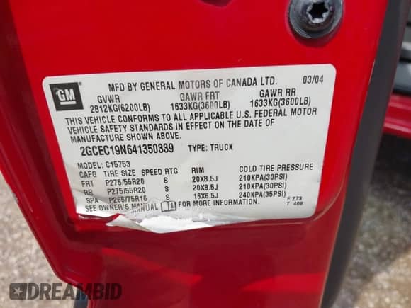 2004 Chevrolet Silverado SS with VIN 2GCEC19N641350339, listed as a IAAI auction lot 42750253 with 154,033 mi miles and . Bid and sale history available at DreamBid. Image 9.