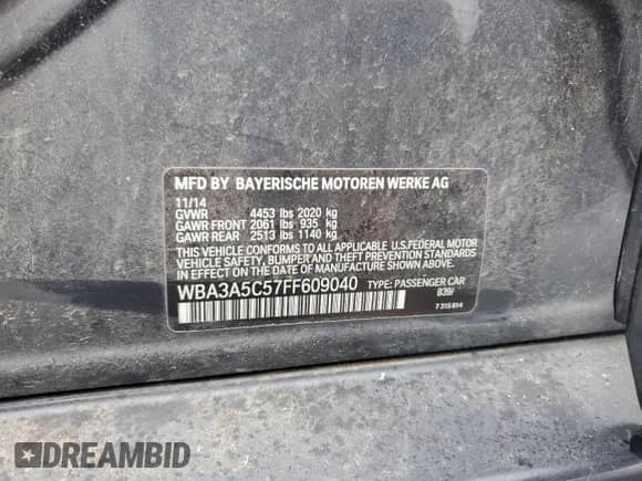 2015 BMW 3 Series 328i с VIN WBA3A5C57FF609040, выставлен на аукционе Copart как лот 82770835 с пробегом 129 286 миль миль и Чистый • Clean title. История ставок и продаж доступна на DreamBid. Изображение 12.