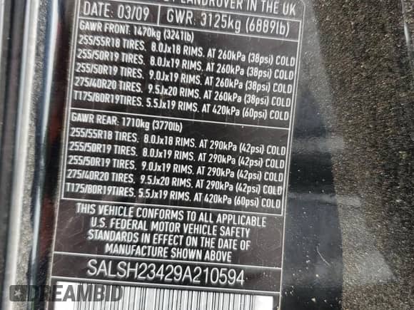 2009 Land Rover Range Rover Sport SC with VIN SALSH23429A210594, listed as a Copart auction lot 81530885 with 165,547 mi miles and Salvage title. Bid and sale history available at DreamBid. Image 13.