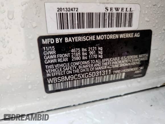 2016 BMW M3 с VIN WBS8M9C5XG5D31311, выставлен на аукционе Copart как лот 68466925 с пробегом Не указан миль и Чистый • Clean title. История ставок и продаж доступна на DreamBid. Изображение 13.