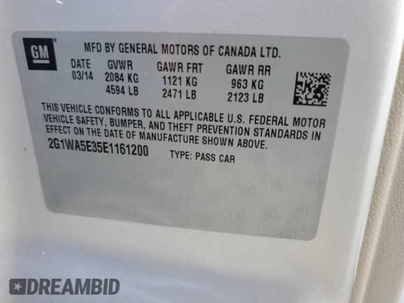 2014 Chevrolet Impala LS с VIN 2G1WA5E35E1161200, выставлен на аукционе Copart как лот 71323515 с пробегом 151 815 миль миль и Чистый • Clean title. История ставок и продаж доступна на DreamBid. Изображение 13.