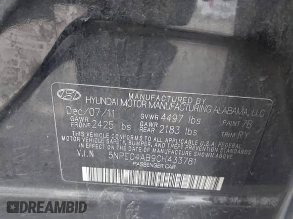 2012 Hyundai Sonata Limited с VIN 5NPEC4AB9CH433781, выставлен на аукционе IAAI как лот 43293367 с пробегом 212 955 миль миль и . История ставок и продаж доступна на DreamBid. Изображение 9.