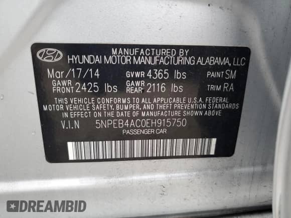 2014 Hyundai Sonata GLS z VIN 5NPEB4AC0EH915750, wystawiony jako Copart lot #89719785 z przebiegiem 83 861 mil mil oraz Czysty tytuł • Clean title. Historia ofert i sprzedaży dostępna na DreamBid. Obrazek 12.