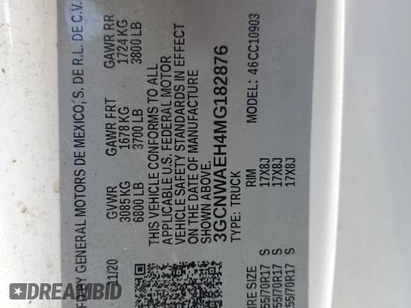 2021 Chevrolet Silverado 1500 Work Truck with VIN 3GCNWAEH4MG182876, listed as a Copart auction lot 71067115 with 51,562 mi miles and Salvage title. Bid and sale history available at DreamBid. Image 12.