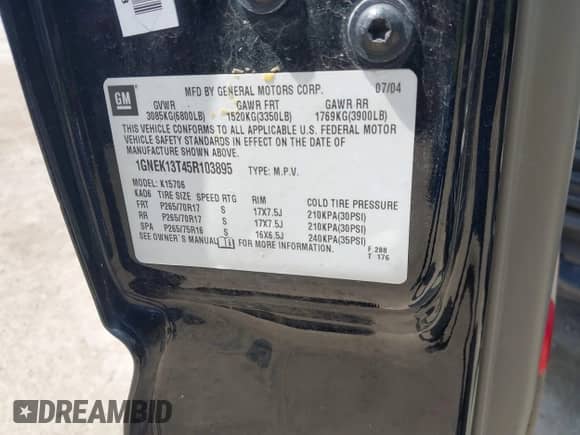 2005 Chevrolet Tahoe Z71 с VIN 1GNEK13T45R103895, выставлен на аукционе IAAI как лот 42628289 с пробегом 243 930 миль миль и . История ставок и продаж доступна на DreamBid. Изображение 9.