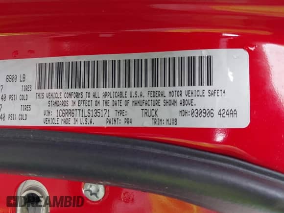 2020 Ram 1500 SLT z VIN 1C6RR6TT1LS135171, wystawiony jako IAAI lot #42337498 z przebiegiem 49 534 mil mil oraz . Historia ofert i sprzedaży dostępna na DreamBid. Obrazek 9.