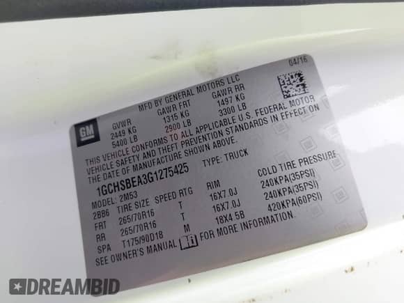 2016 Chevrolet Colorado 2WD WT с VIN 1GCHSBEA3G1275425, выставлен на аукционе IAAI как лот 42928560 с пробегом 99 603 миль миль и . История ставок и продаж доступна на DreamBid. Изображение 9.