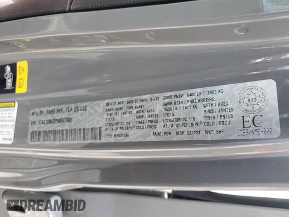 2023 Jeep Wrangler Rubicon with VIN 1C4JJXR63PW647906, listed as a Copart auction lot 63799535 with Not provided miles and Salvage title. Bid and sale history available at DreamBid. Image 14.