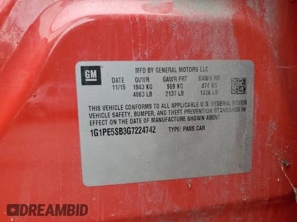 2016 Chevrolet Cruze LT with VIN 1G1PE5SB3G7224742, listed as a Copart auction lot 69440975 with 131,462 mi miles and Clean title. Bid and sale history available at DreamBid. Image 12.