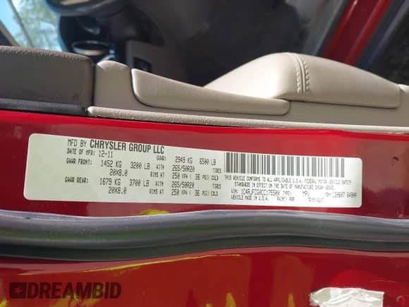 2011 Jeep Grand Cherokee Laredo с VIN 1J4RR4GG7BC574548, выставлен на аукционе IAAI как лот 43076156 с пробегом 206 558 миль миль и . История ставок и продаж доступна на DreamBid. Изображение 9.