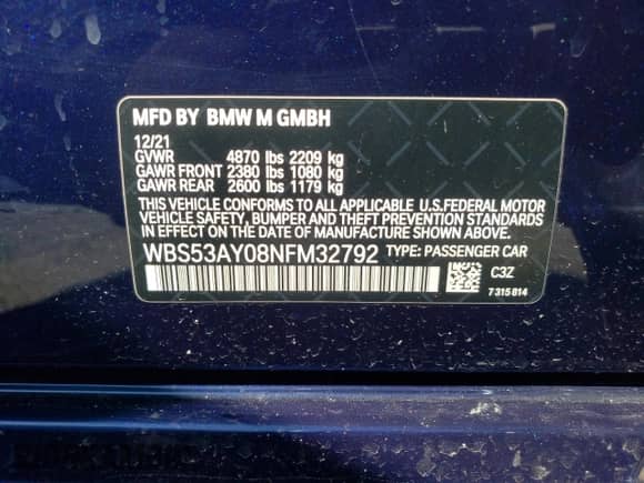 2022 BMW M3 с VIN WBS53AY08NFM32792, выставлен на аукционе Copart как лот 51468675 с пробегом 26 040 миль миль и Списание • Salvage title. История ставок и продаж доступна на DreamBid. Изображение 12.