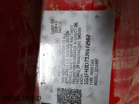 2018 Chevrolet Camaro 2SS с VIN 1G1FH3D73J0172562, выставлен на аукционе Copart как лот 67834775 с пробегом Не указан миль и Списание • Salvage title. История ставок и продаж доступна на DreamBid. Изображение 12.