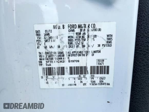 2013 Ford F-150 XLT z VIN 1FTEX1CM2DFB19709, wystawiony jako Copart lot #85928135 z przebiegiem 225 311 mil mil oraz Szkoda całkowita • Salvage title. Historia ofert i sprzedaży dostępna na DreamBid. Obrazek 12.