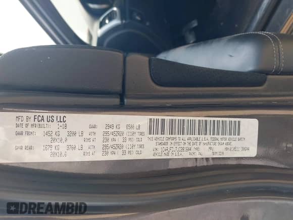 2018 Jeep Grand Cherokee SRT с VIN 1C4RJFDJ7JC281644, выставлен на аукционе IAAI как лот 42481239 с пробегом 160 218 миль миль и . История ставок и продаж доступна на DreamBid. Изображение 9.