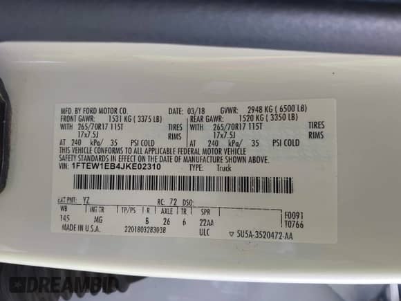 2018 Ford F-150 XL z VIN 1FTEW1EB4JKE02310, wystawiony jako IAAI lot #41902925 z przebiegiem 161 513 mil mil oraz . Historia ofert i sprzedaży dostępna na DreamBid. Obrazek 9.