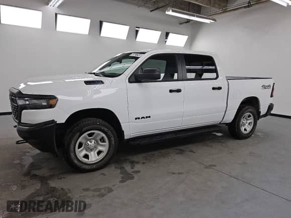 2025 Ram 1500 Tradesman with VIN 1C6RRFGG4SN674216, listed as a Copart auction lot 63827245 with 2,458 mi miles and Clean title. Bid and sale history available at DreamBid. Image 1.