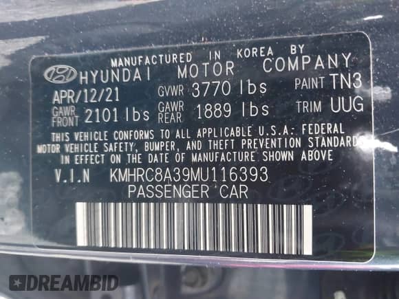 2021 Hyundai Venue SEL с VIN KMHRC8A39MU116393, выставлен на аукционе IAAI как лот 41074921 с пробегом 52 183 миль миль и . История ставок и продаж доступна на DreamBid. Изображение 9.