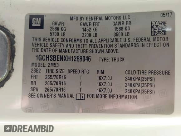 2017 Chevrolet Colorado 2WD WT с VIN 1GCHSBENXH1288046, выставлен на аукционе IAAI как лот 42740048 с пробегом 284 607 миль миль и . История ставок и продаж доступна на DreamBid. Изображение 9.