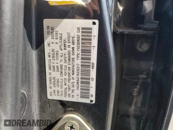 2007 Honda Accord LX SE with VIN 1HGCM66417A032217, listed as a Copart auction lot 72077485 with Not provided miles and Salvage title. Bid and sale history available at DreamBid. Image 13.