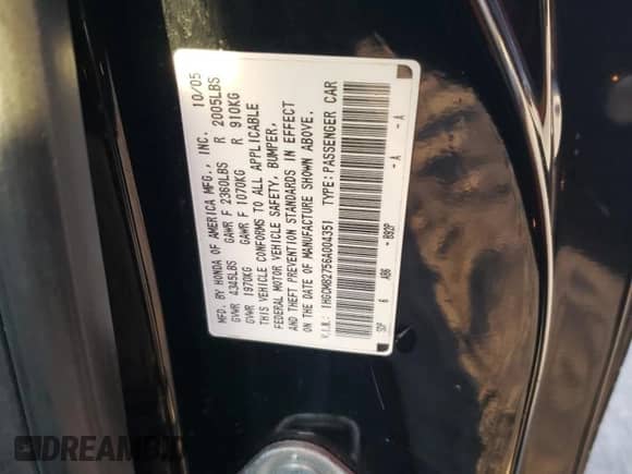 2006 Honda Accord EX-L с VIN 1HGCM82756A004351, выставлен на аукционе Copart как лот 88053745 с пробегом 217 169 миль миль и Списание • Salvage title. История ставок и продаж доступна на DreamBid. Изображение 12.