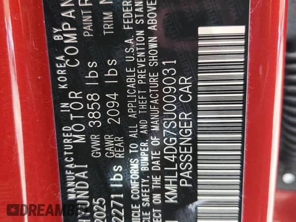 2025 Hyundai Elantra SE с VIN KMHLL4DG7SU009031, выставлен на аукционе Copart как лот 70039885 с пробегом 4 313 миль миль и На запчасти • Non repairable. История ставок и продаж доступна на DreamBid. Изображение 13.