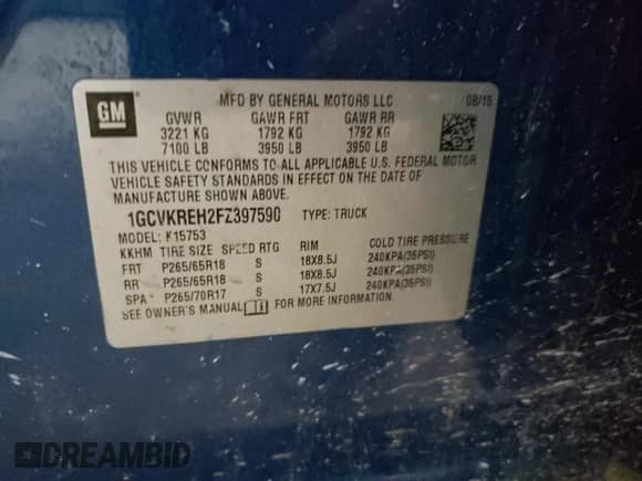 2015 Chevrolet Silverado 1500 LT z VIN 1GCVKREH2FZ397590, wystawiony jako Copart lot #59958255 z przebiegiem 163 859 mil mil oraz Czysty tytuł • Clean title. Historia ofert i sprzedaży dostępna na DreamBid. Obrazek 12.