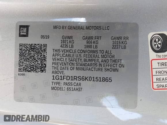 2019 Chevrolet Camaro 2LT с VIN 1G1FD1RS6K0151865, выставлен на аукционе IAAI как лот 43312009 с пробегом 64 429 миль миль и . История ставок и продаж доступна на DreamBid. Изображение 9.