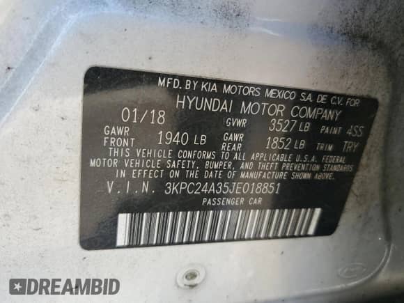 2018 Hyundai Accent SE с VIN 3KPC24A35JE018851, выставлен на аукционе Copart как лот 86432895 с пробегом 118 739 миль миль и Чистый • Clean title. История ставок и продаж доступна на DreamBid. Изображение 12.