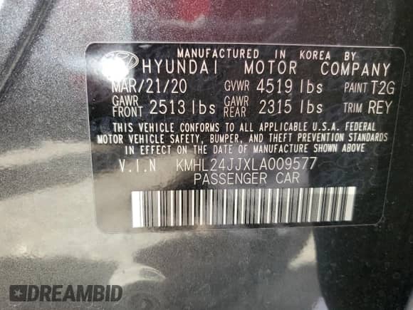 2020 Hyundai Sonata Blue с VIN KMHL24JJXLA009577, выставлен на аукционе Copart как лот 69128205 с пробегом 23 436 миль миль и Чистый • Clean title. История ставок и продаж доступна на DreamBid. Изображение 12.