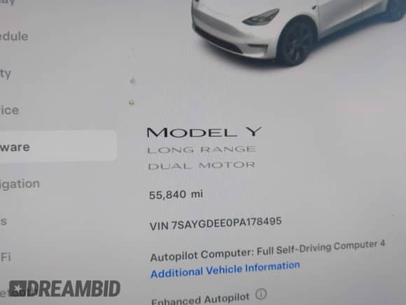 2023 Tesla Model Y Long Range z VIN 7SAYGDEE0PA178495, wystawiony jako IAAI lot #42507571 z przebiegiem 55 840 mil mil oraz . Historia ofert i sprzedaży dostępna na DreamBid. Obrazek 15.