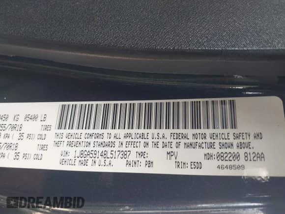 2008 Jeep Wrangler Unlimited Sahara z VIN 1J8GA59148L517387, wystawiony jako IAAI lot #43087691 z przebiegiem Nie podano mil oraz . Historia ofert i sprzedaży dostępna na DreamBid. Obrazek 9.