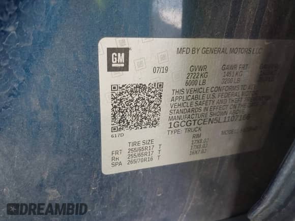 2020 Chevrolet Colorado 4WD LT с VIN 1GCGTCEN5L1107166, выставлен на аукционе IAAI как лот 41552467 с пробегом 92 028 миль миль и . История ставок и продаж доступна на DreamBid. Изображение 9.