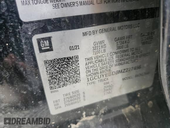 2021 Chevrolet Silverado 1500 RST with VIN 1GCUYEED8MZ227456, listed as a Copart auction lot 87375965 with Not provided miles and Clean title. Bid and sale history available at DreamBid. Image 12.