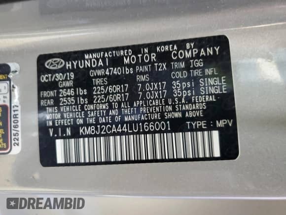 2020 Hyundai Tucson SE с VIN KM8J2CA44LU166001, выставлен на аукционе Copart как лот 71479935 с пробегом 121 883 миль миль и Чистый • Clean title. История ставок и продаж доступна на DreamBid. Изображение 13.