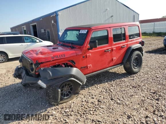 2023 Jeep Wrangler Willys с VIN 1C4HJXDG1PW520666, выставлен на аукционе Copart как лот 70217215 с пробегом 30 404 миль миль и Списание • Salvage title. История ставок и продаж доступна на DreamBid. Изображение 1.