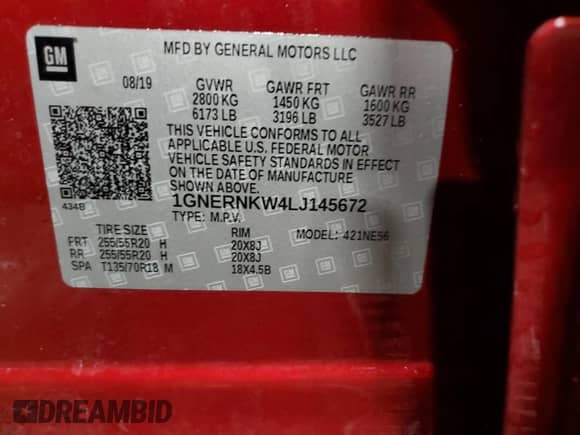 2020 Chevrolet Traverse High Country z VIN 1GNERNKW4LJ145672, wystawiony jako Copart lot #64417165 z przebiegiem 113 581 mil mil oraz Czysty tytuł • Clean title. Historia ofert i sprzedaży dostępna na DreamBid. Obrazek 13.