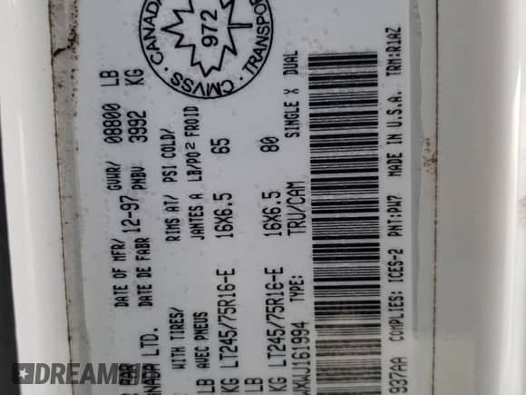1998 Dodge 2500 with VIN 1B7KF23WXWJ161994, listed as a Copart auction lot 80284344 with 81,505 mi miles and Clean title. Bid and sale history available at DreamBid. Image 12.