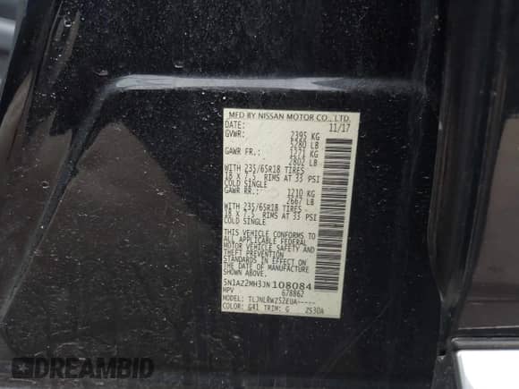 2018 Nissan Murano Platinum z VIN 5N1AZ2MH3JN108084, wystawiony jako IAAI lot #41845604 z przebiegiem 150 069 mil mil oraz . Historia ofert i sprzedaży dostępna na DreamBid. Obrazek 9.