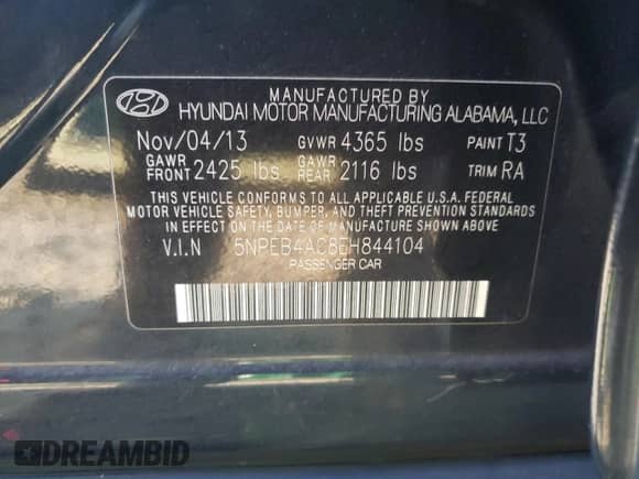 2014 Hyundai Sonata GLS z VIN 5NPEB4AC8EH844104, wystawiony jako Copart lot #81239044 z przebiegiem 109 600 mil mil oraz Szkoda całkowita • Salvage title. Historia ofert i sprzedaży dostępna na DreamBid. Obrazek 12.