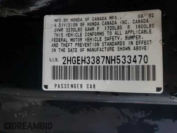 1992 Honda Civic с VIN 2HGEH3387NH533470, выставлен на аукционе Copart как лот 89074205 с пробегом 291 951 миль миль и Чистый • Clean title. История ставок и продаж доступна на DreamBid. Изображение 12.