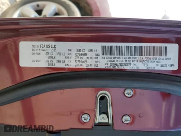 2016 Ram 1500 Big Horn z VIN 1C6RR6LM3GS201573, wystawiony jako Copart lot #53261195 z przebiegiem 53 832 mil mil oraz Czysty tytuł • Clean title. Historia ofert i sprzedaży dostępna na DreamBid. Obrazek 12.