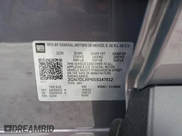 2025 Chevrolet Equinox EV LT с VIN 3GN7DLRP6SS147012, выставлен на аукционе Copart как лот 89155005 с пробегом 422 миль миль и Списание • Salvage title. История ставок и продаж доступна на DreamBid. Изображение 13.
