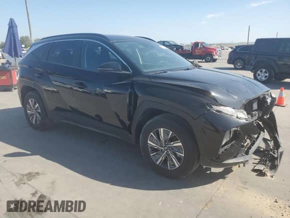 2022 Hyundai Tucson Blue with VIN KM8JBCA18NU020788, listed as a Copart auction lot 77478784 with 31,727 mi miles and Salvage title. Bid and sale history available at DreamBid. Image 4.