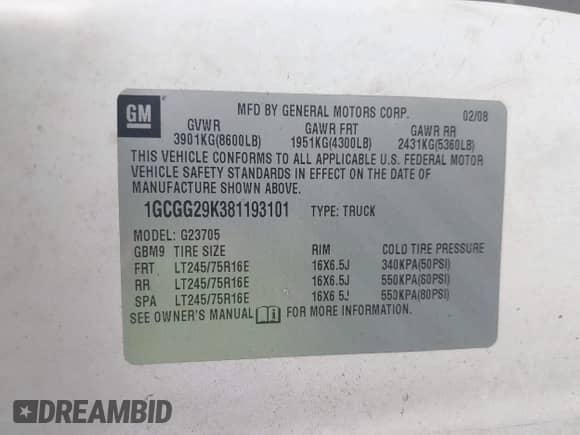 2008 Chevrolet City Express Cargo с VIN 1GCGG29K381193101, выставлен на аукционе IAAI как лот 43026293 с пробегом 311 445 миль миль и . История ставок и продаж доступна на DreamBid. Изображение 9.
