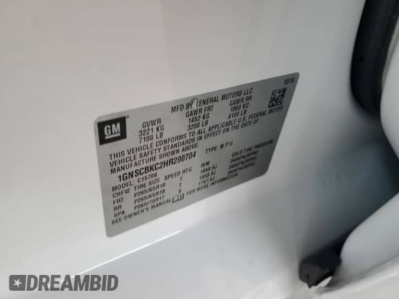 2017 Chevrolet Tahoe LT z VIN 1GNSCBKC2HR200704, wystawiony jako Copart lot #71486265 z przebiegiem 85 359 mil mil oraz Szkoda całkowita • Salvage title. Historia ofert i sprzedaży dostępna na DreamBid. Obrazek 13.